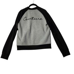 Juicy‎ Couture Bomber Track Jacket Women Size Large Black Gray Cotton Blend